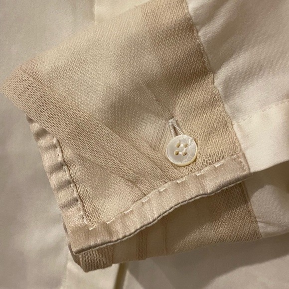 Brunello Cucinelli Off White 96% Silk Button Down Large - Picture 3 of 9